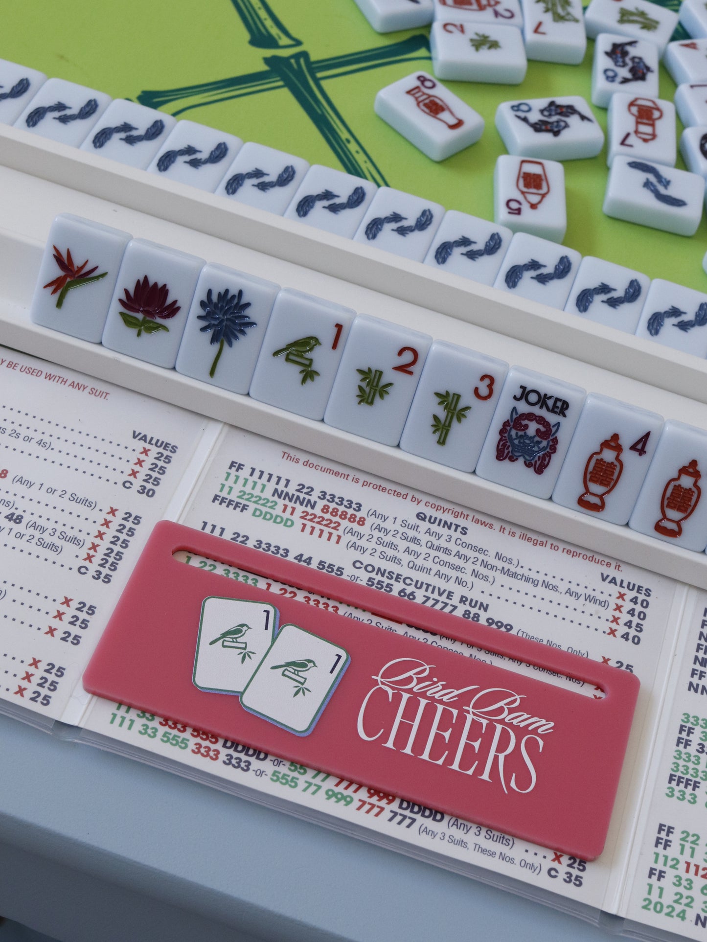 MAHJONG LINE MARKER - BIRD BAM CHEERS IN PINK