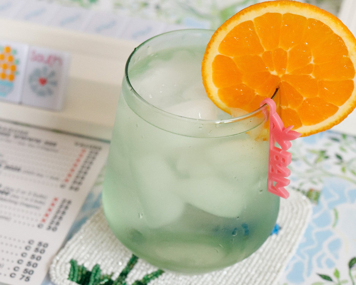 Hand Beaded Bird Bam Mahjong Tile Coasters