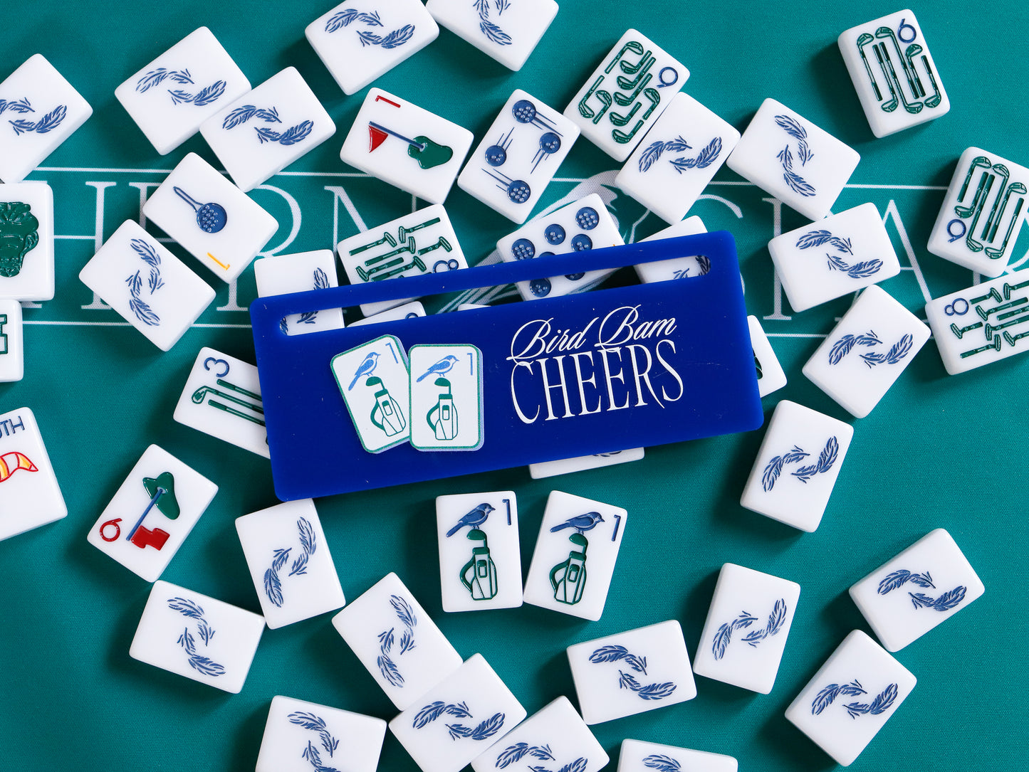 MAHJONG LINE MARKER - BIRD BAM CHEERS IN BLUE