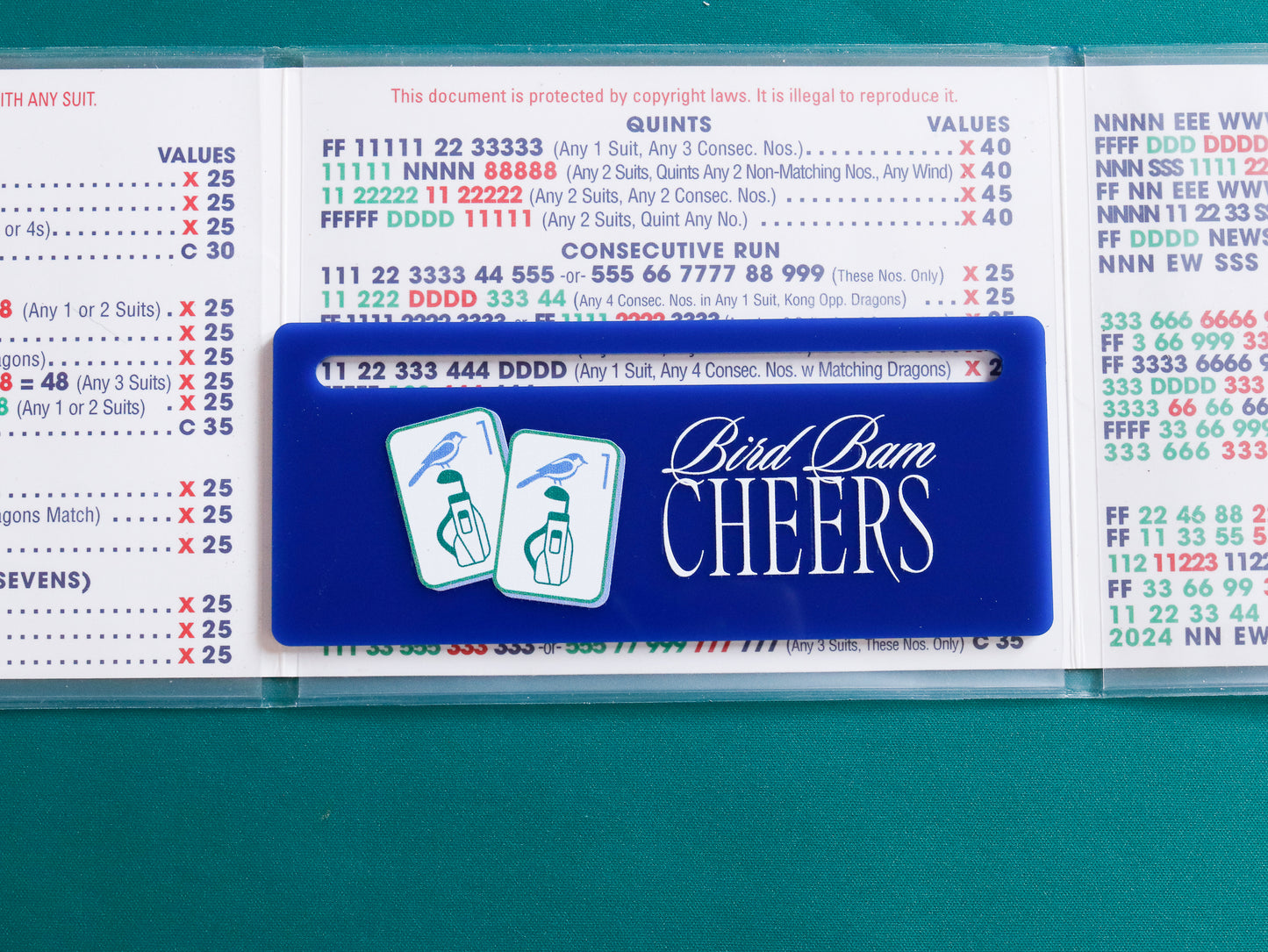 MAHJONG LINE MARKER - BIRD BAM CHEERS IN BLUE