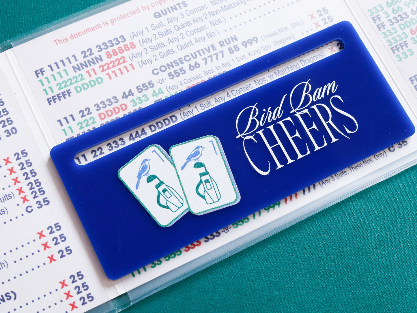 MAHJONG LINE MARKER - BIRD BAM CHEERS IN BLUE