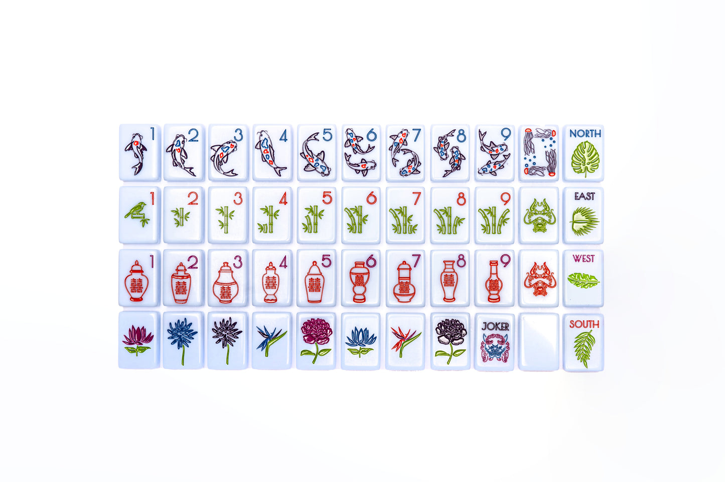 Luxury Mahjong Tiles - Hand-painted Blue Mahjong Tile Set - American Mahjong Line - Affordable Custom Mahjong Tiles