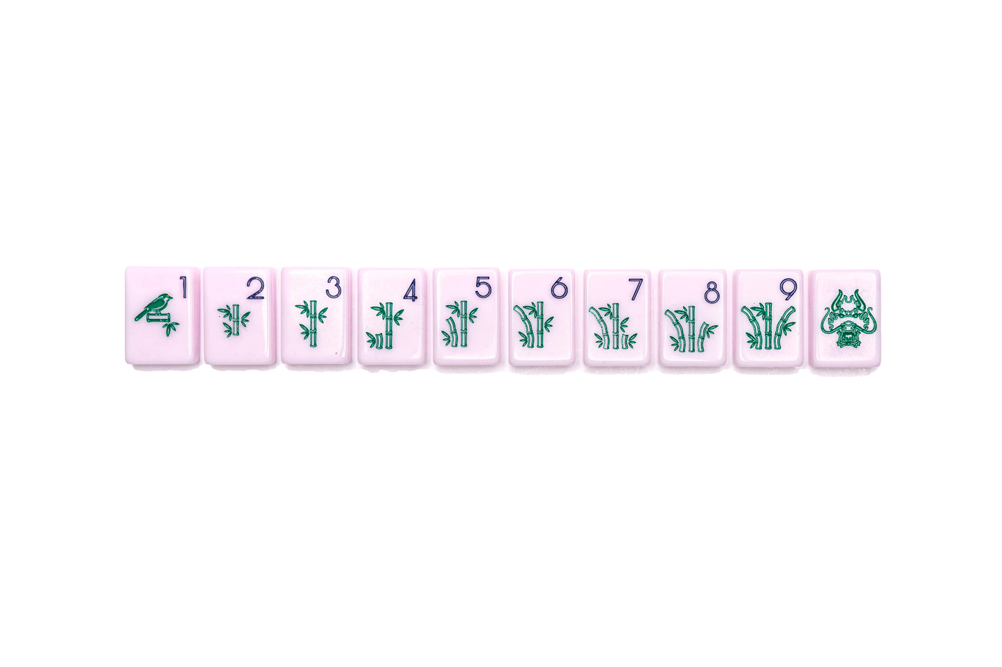 Pretty Hand-painted Mahjong Tiles with Bamboo Chinoiserie Motif - Pink Mahjong Set - American Mahjong Line - Affordable Custom Mahjong Tiles