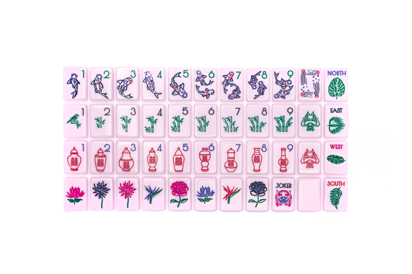 High-end Mahjong Tiles - Pink Hand-painted Mahjong Set - American Mahjong Line - Affordable Custom Mahjong Tiles