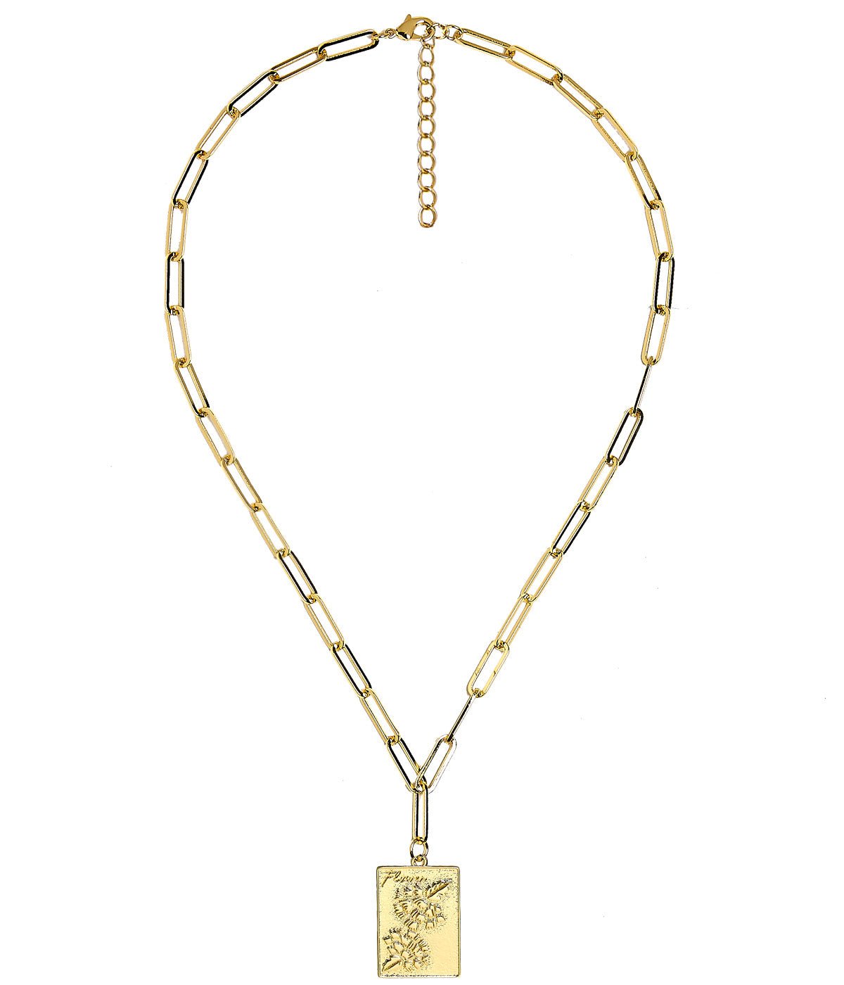 Mahjong Charm Tile Necklace- Paper Clip chain - 18k Gold Plated