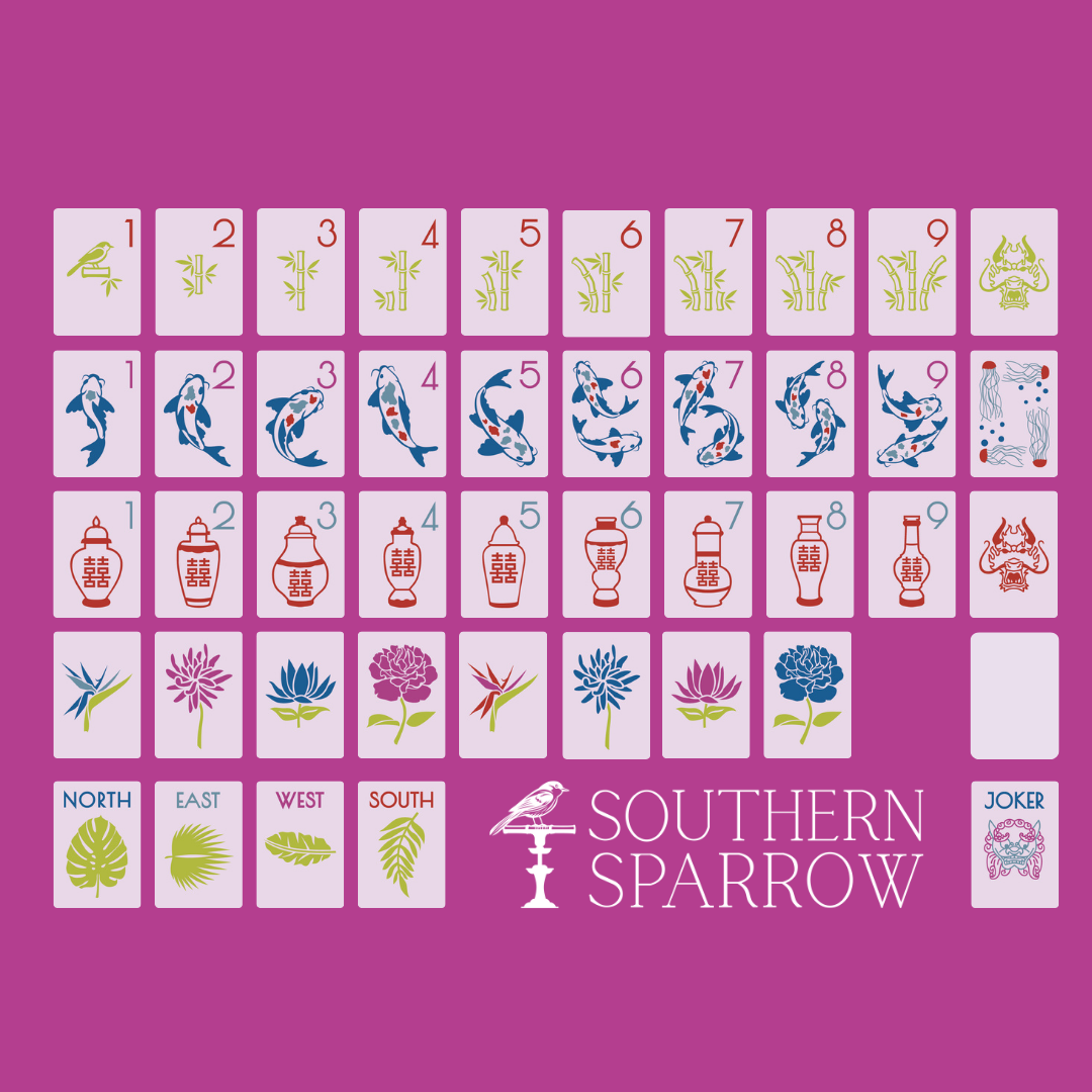 Pretty Mahjong Tiles, Affordable Mahjong Tiles, Mahjong Tiles Under $200, Same Size as The Mahjong Line Tiles, American Mah Jongg Tiles, Colorful Mahjong Tiles