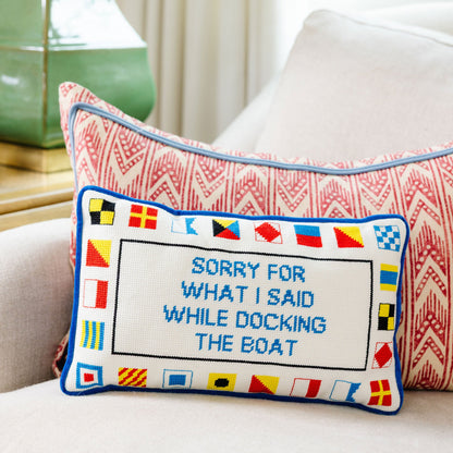 Docking The Boat Needlepoint Pillow
