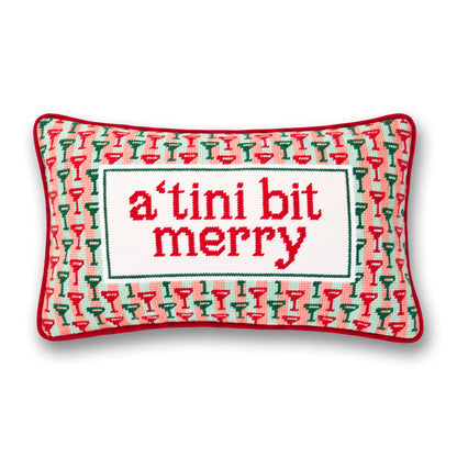 A Tini Bit Merry Needlepoint Pillow