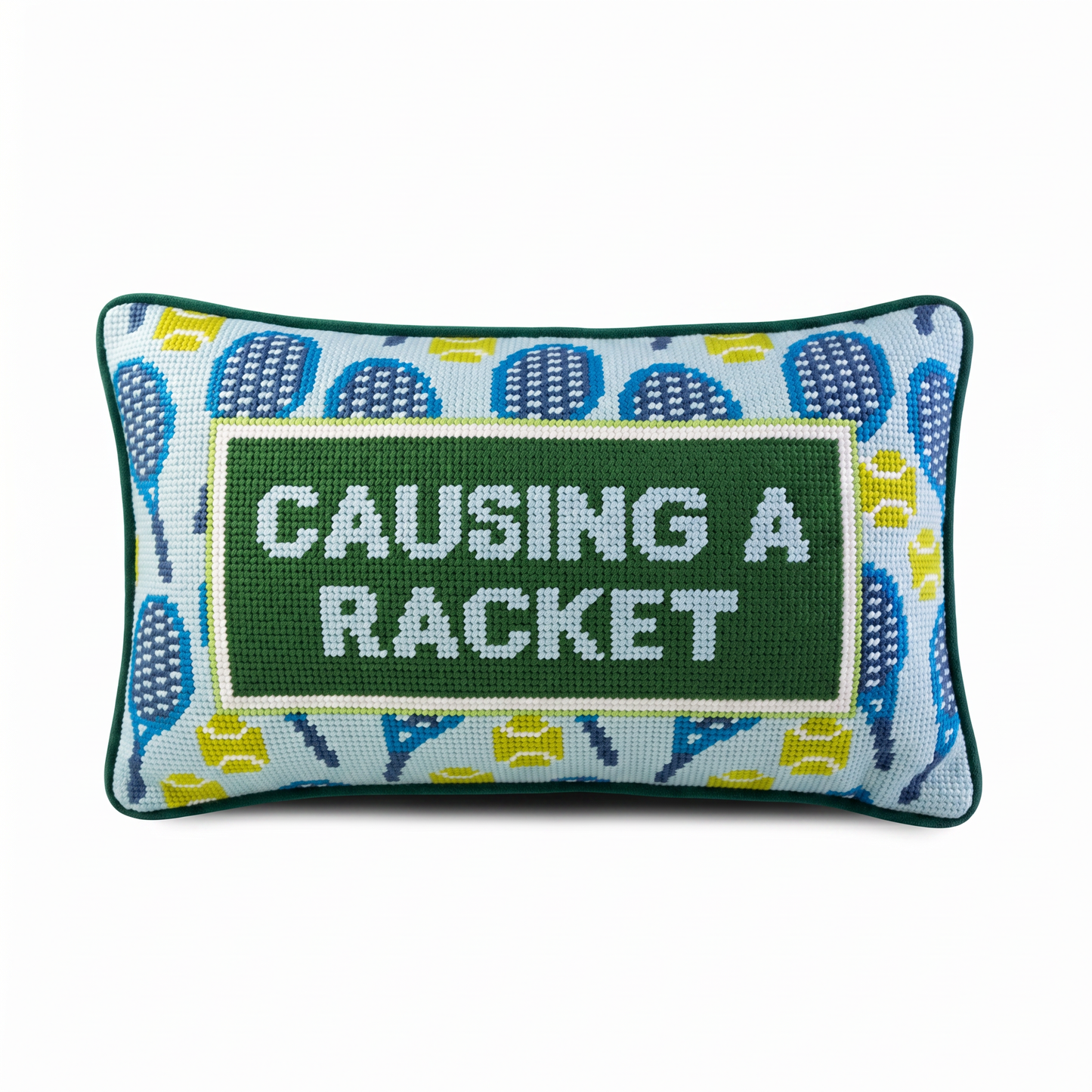 Causing A Racket Needlepoint Pillow