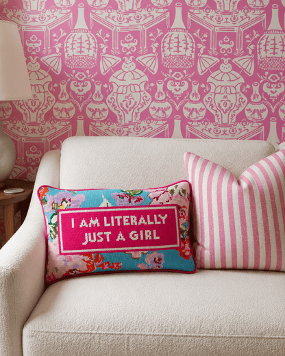 Just A Girl Needlepoint Pillow