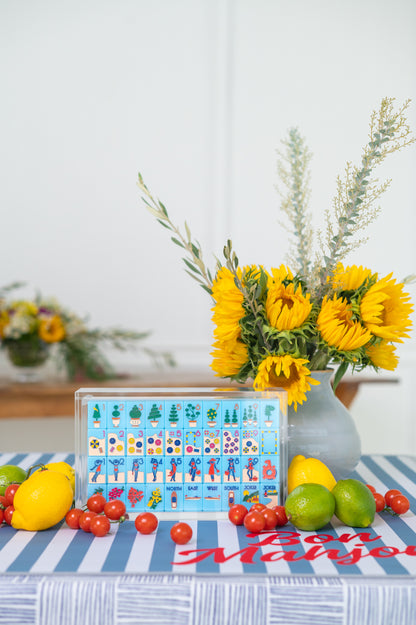 MAHJONG GAME MAT: CABANA STRIPE IN BLUE