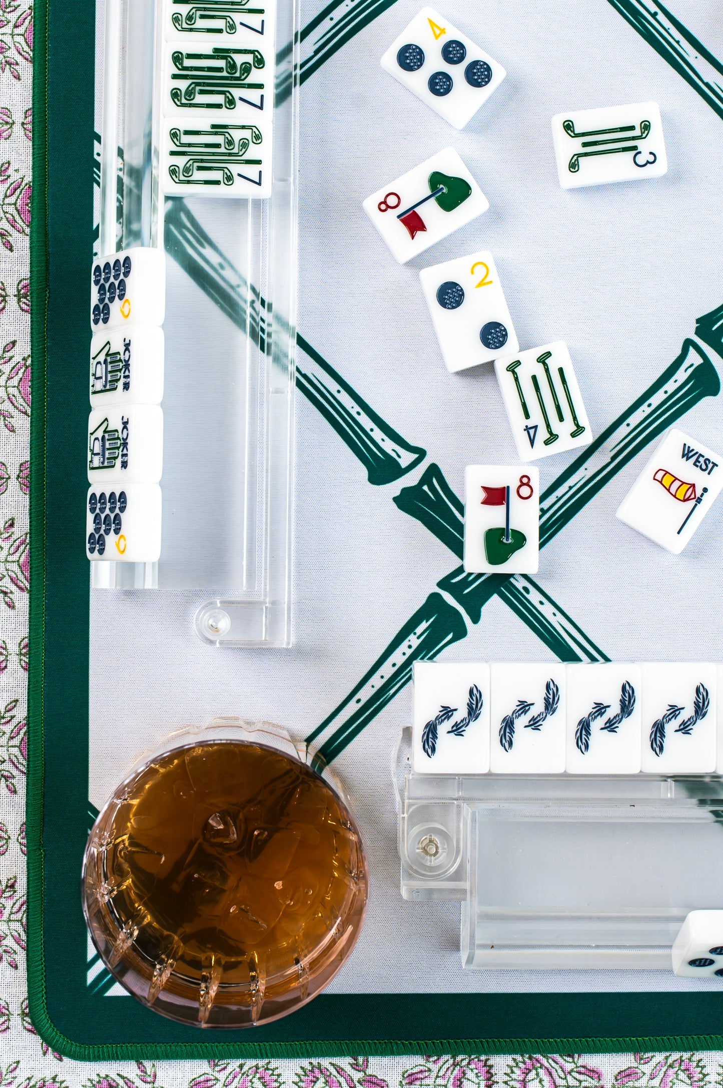 MAHJONG GAME MAT: TRELLIS IN TENNIS WHITE