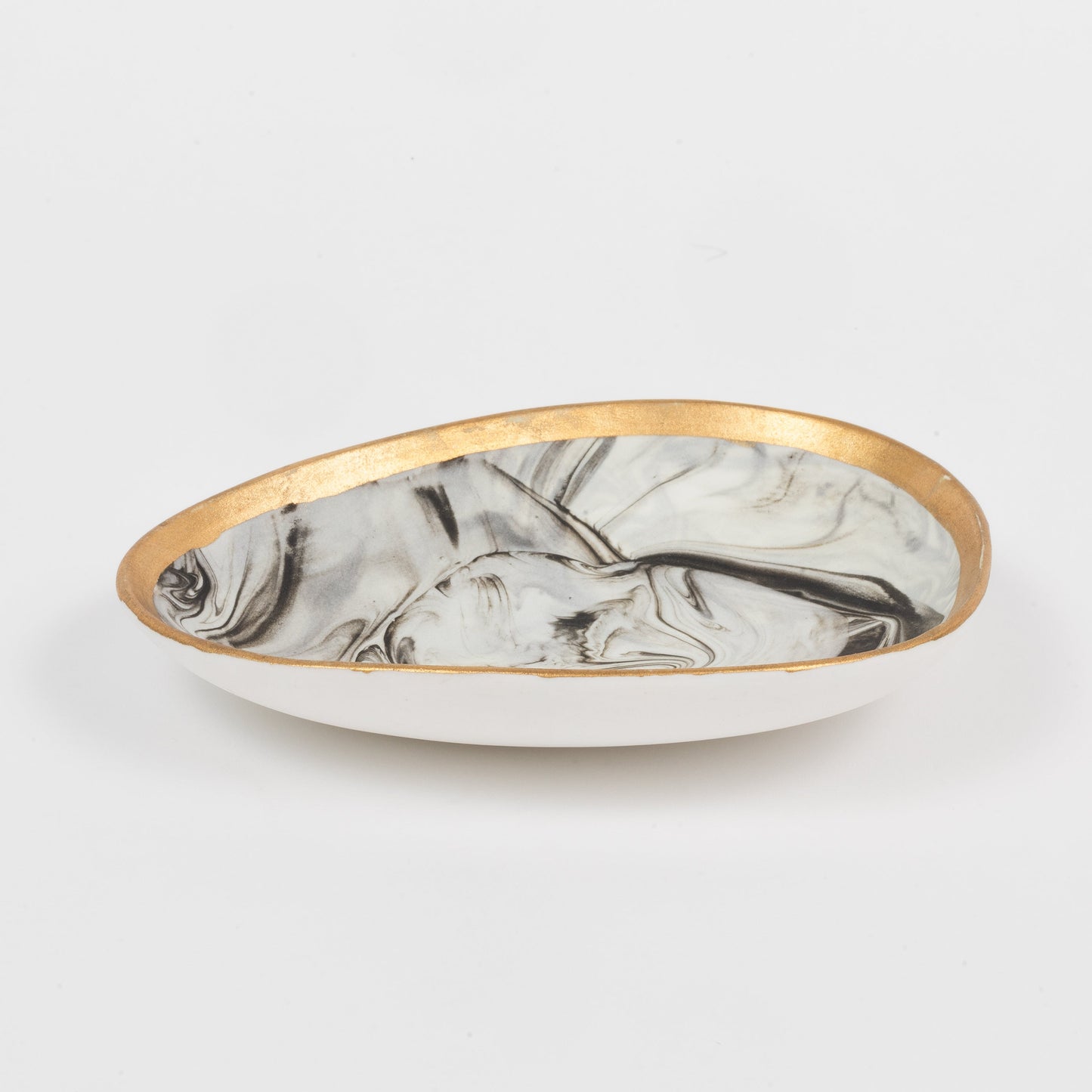 Marbleized Porcelain Dice Dish, Grey