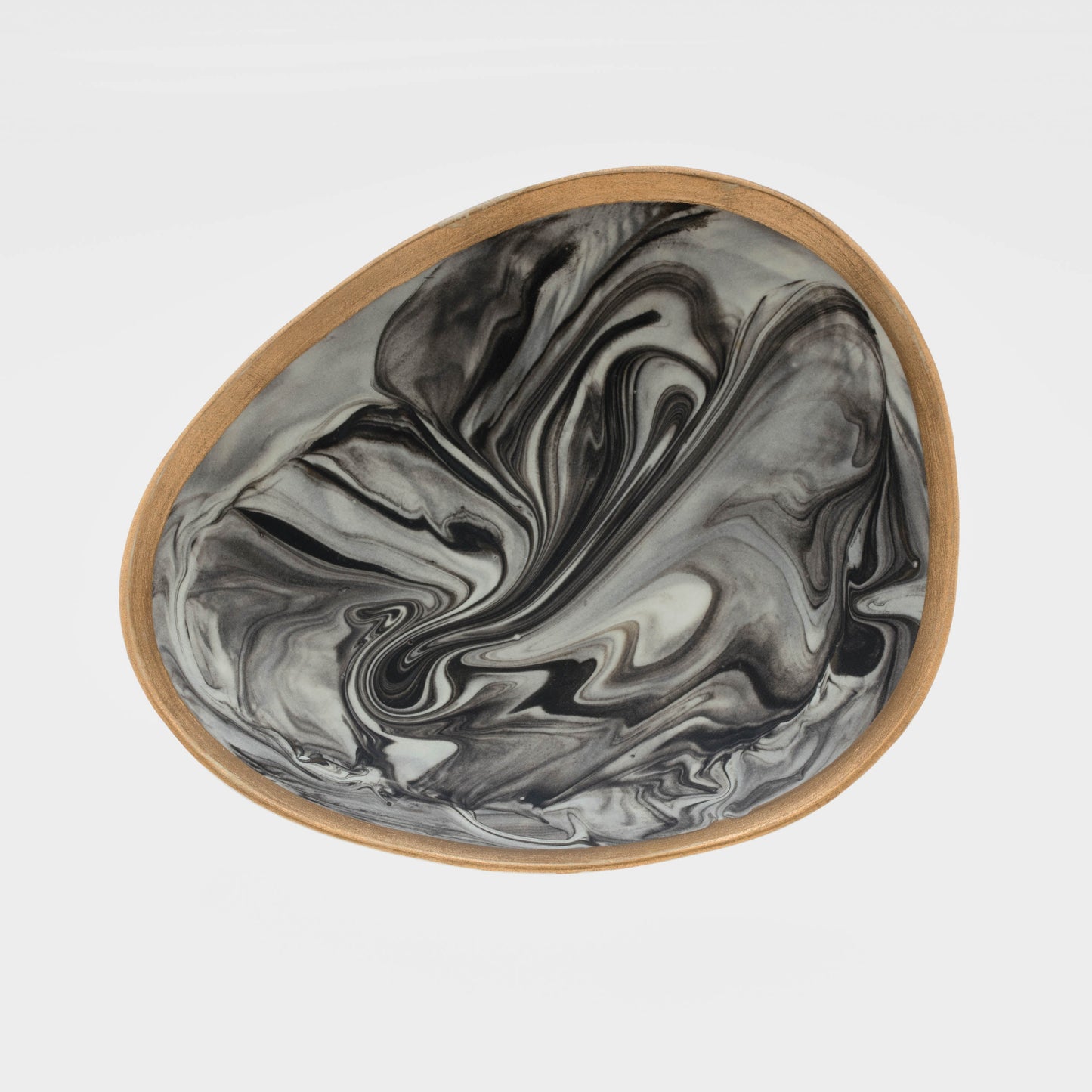 Marbleized Porcelain Dice Dish, Grey