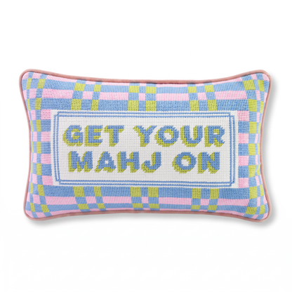 Get Your Mahj On Needlepoint Pillow