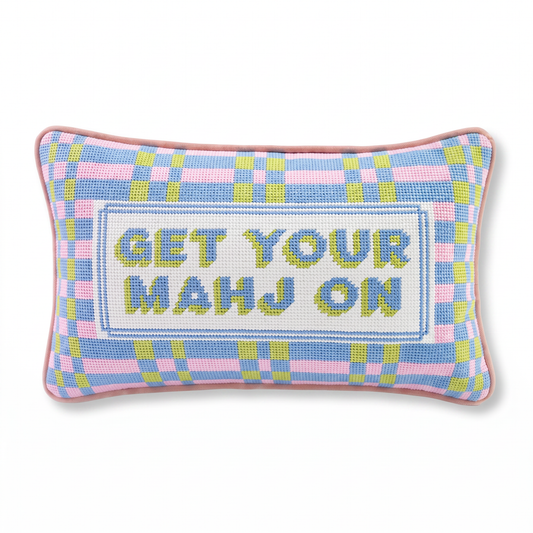 Get Your Mahj On Needlepoint Pillow