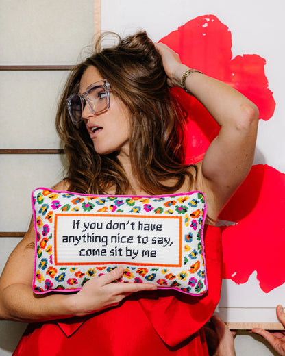 Come Sit By Me Needlepoint Pillow