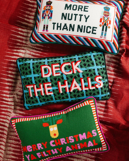 Merry Christmas Filthy Animal Needlepoint Pillow