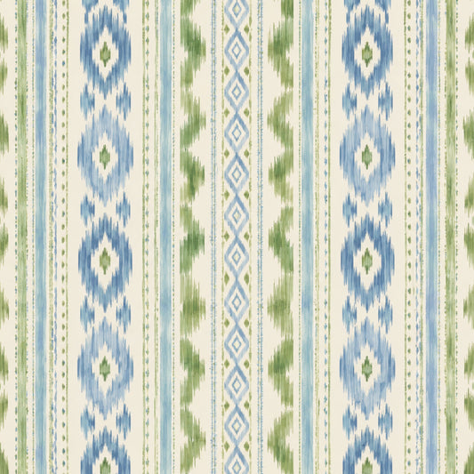 MAHJONG GAME MAT: IKAT IN BLUE & GREEN