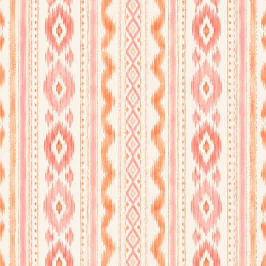 MAHJONG GAME MAT: IKAT IN ORANGE & PINK