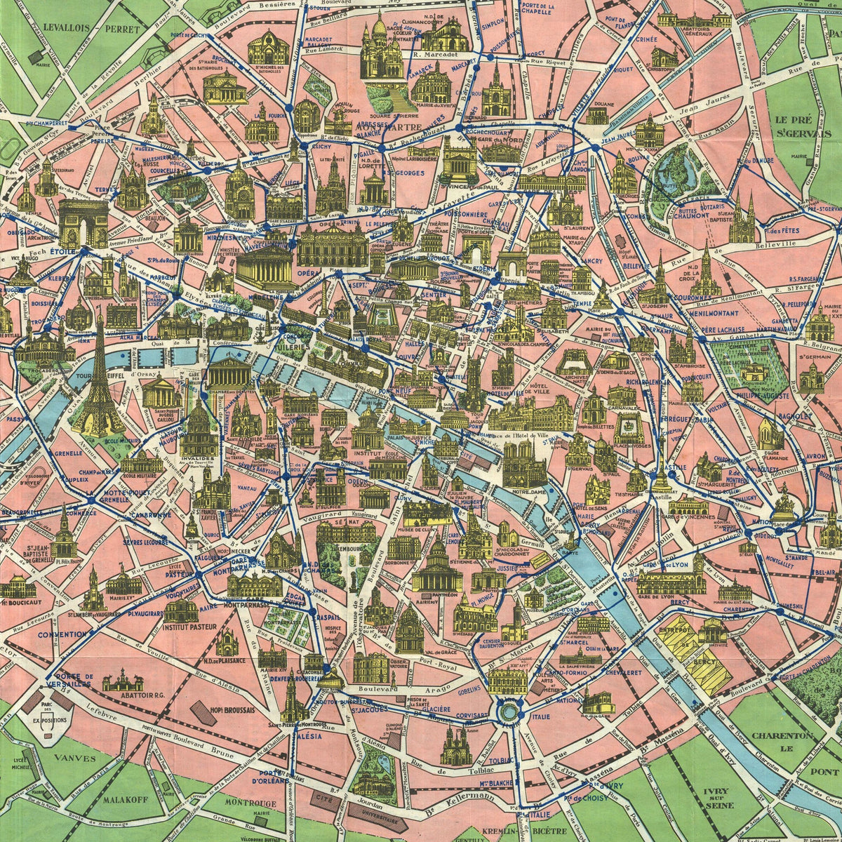 MAHJONG GAME MAT: VINTAGE PARIS MAP IN GREEN & PINK