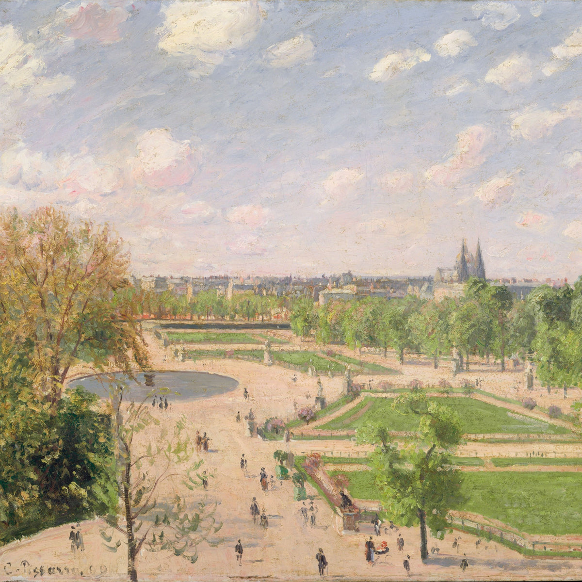 MAHJONG GAME MAT: TUILERIES GARDEN PISSARO PAINTING