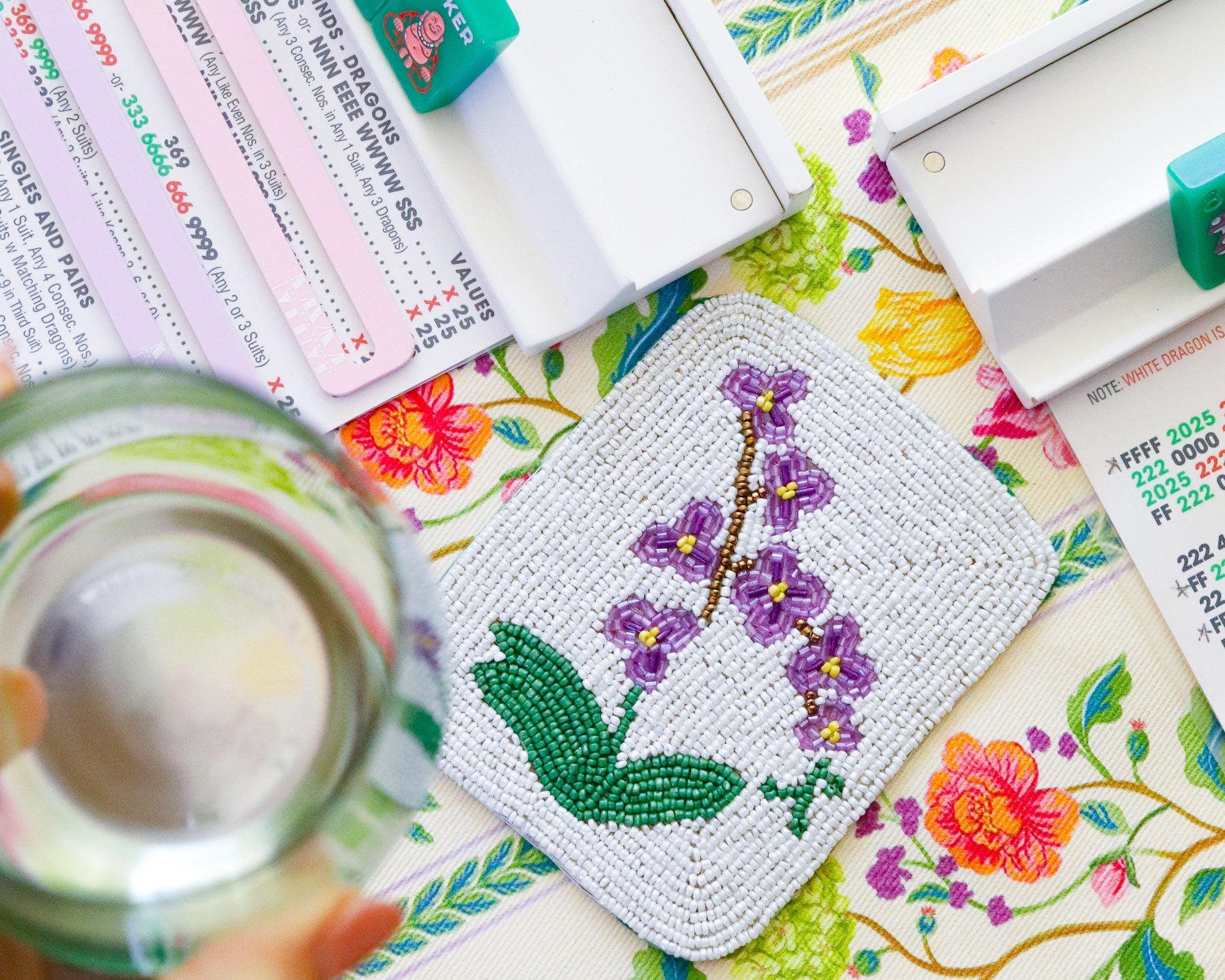 Hand-Beaded Flower Tile Coasters - Mixed Flowers – Southern Sparrow