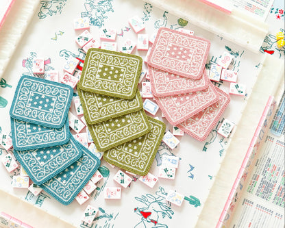 Hand-Beaded Paisley Coaster in Rose Pink