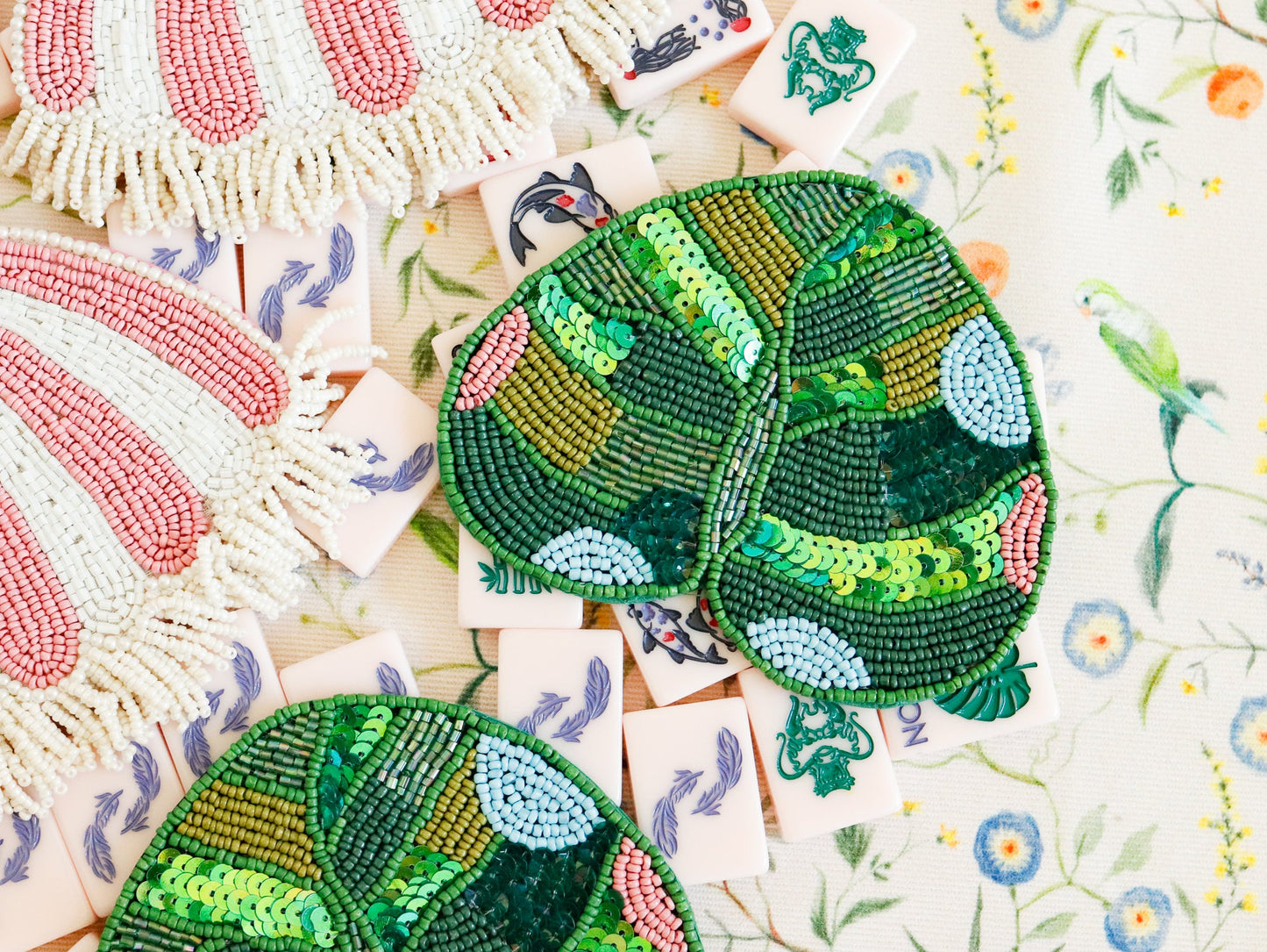 Hand Beaded Pink Paradise Coasters {Limited Edition}