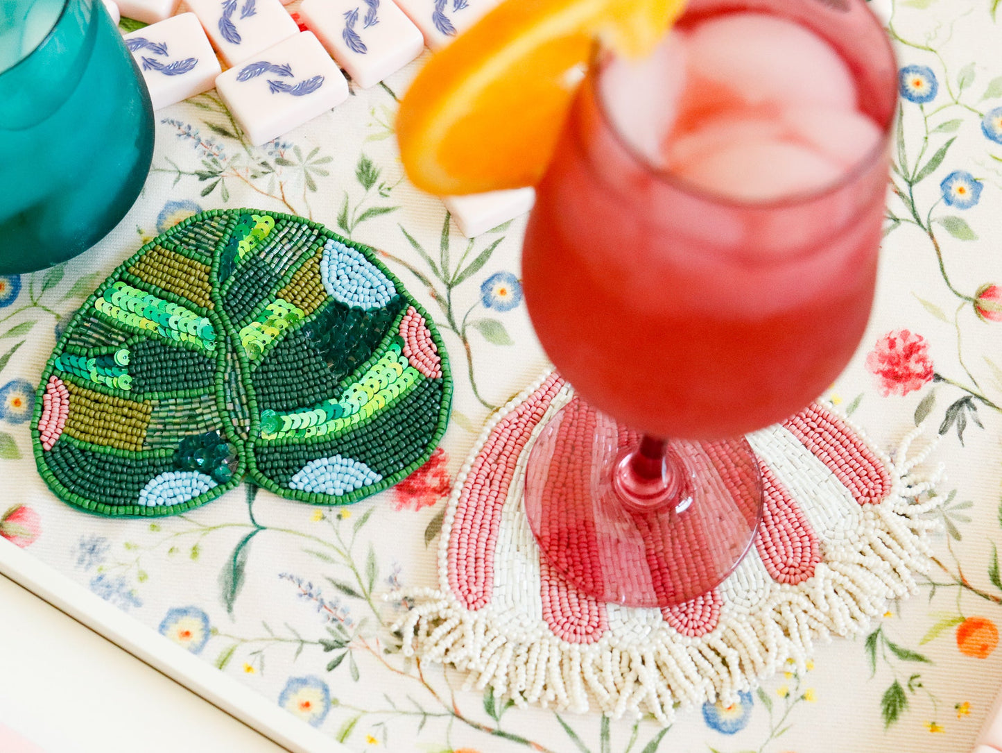 Hand Beaded Pink Paradise Coasters {Limited Edition}