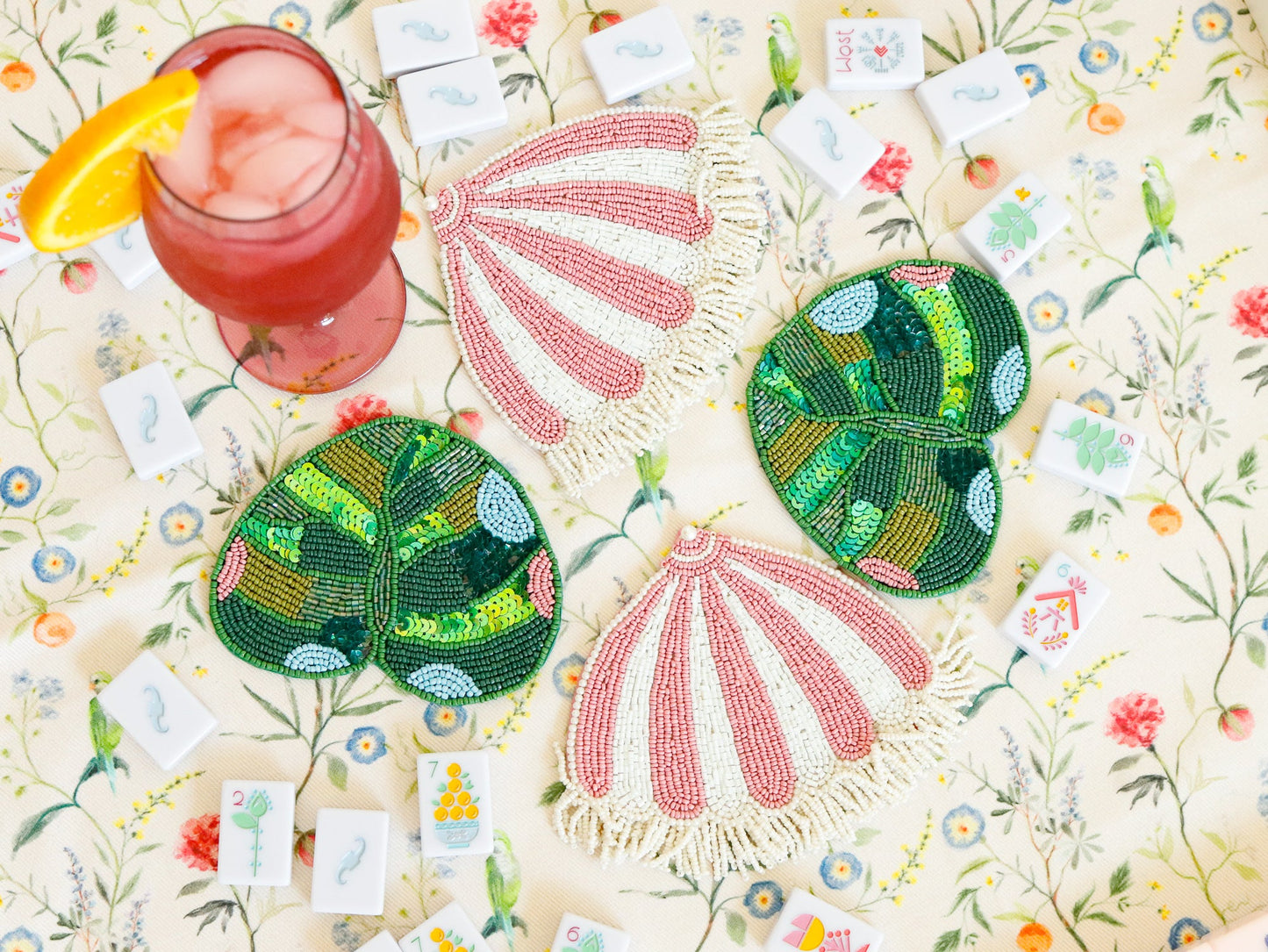 Hand Beaded Pink Paradise Coasters {Limited Edition}