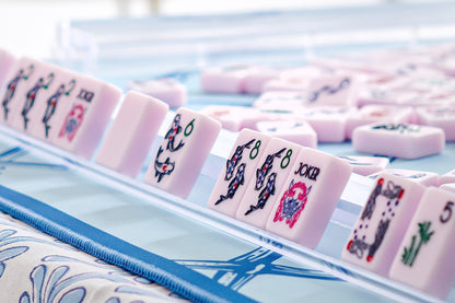 Playing Mah Jongg with Pretty Lilac Mahjong Tiles - American Mahjong Line - Chinoiserie Mahjong Tiles