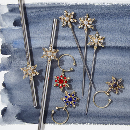 Snowflake wine charms, jewel tones