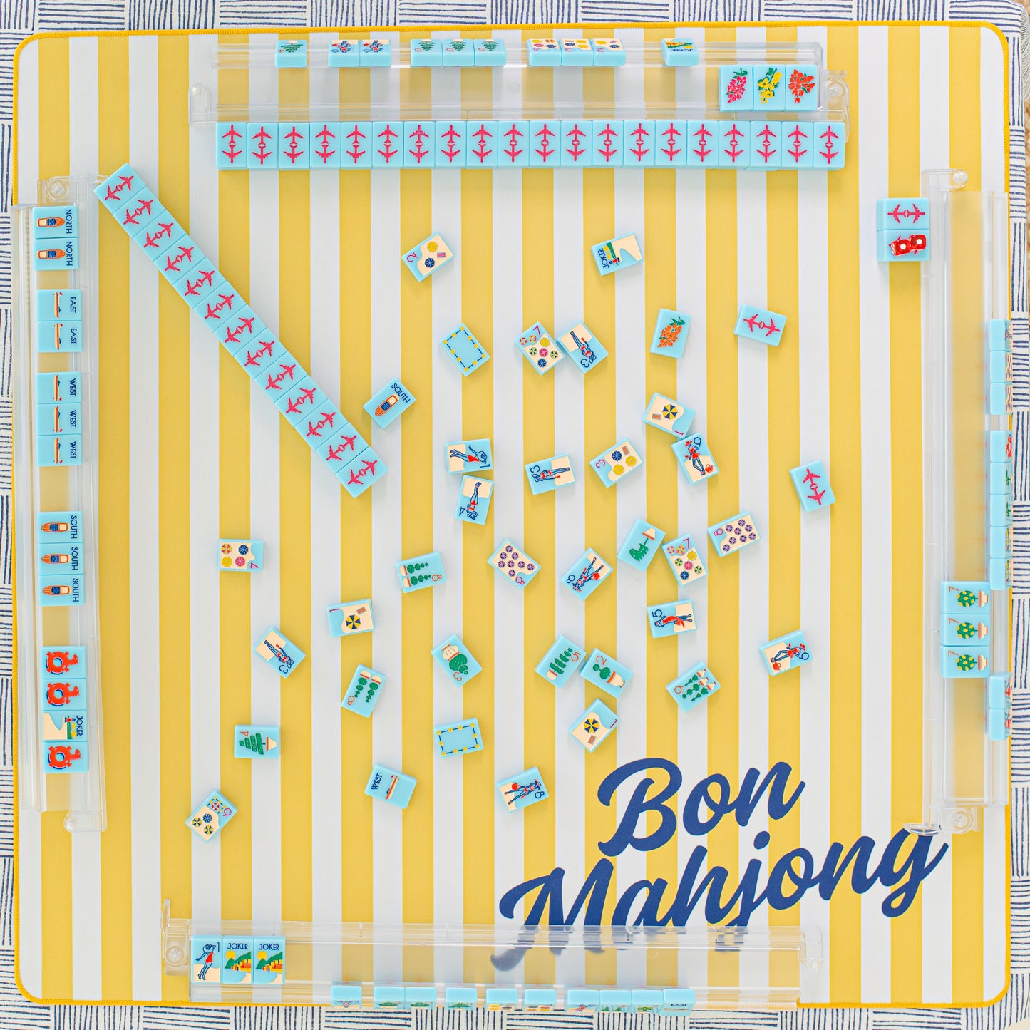 MAHJONG GAME MAT: CABANA STRIPE IN YELLOW