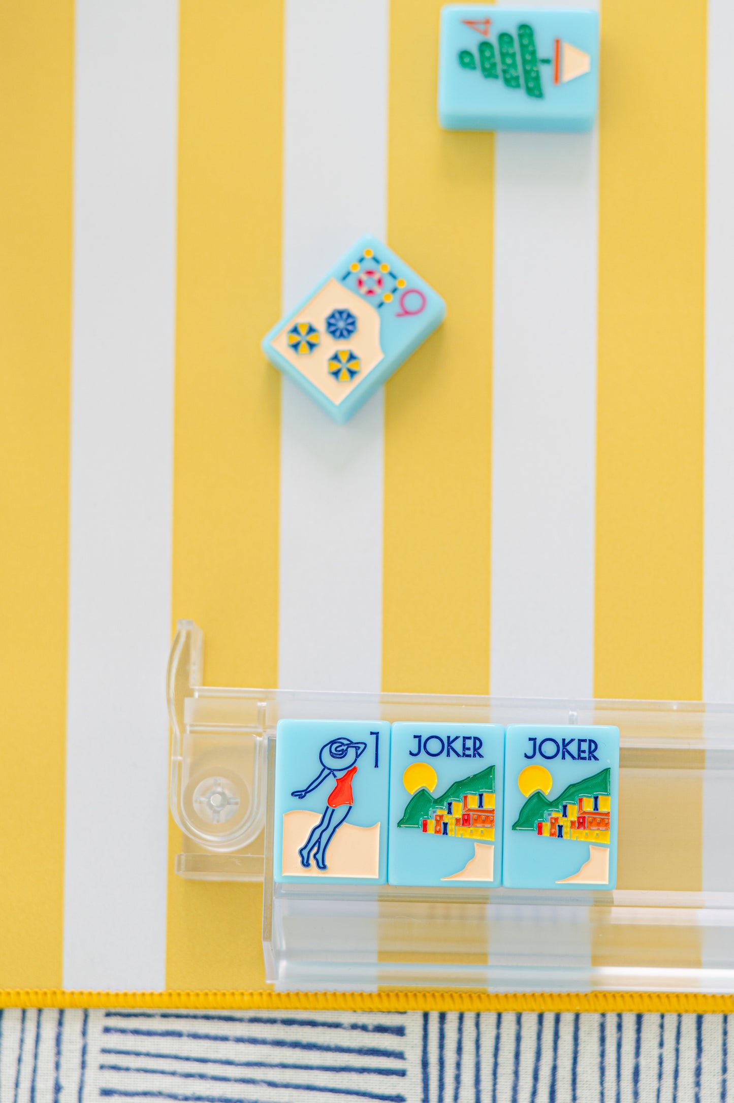 MAHJONG GAME MAT: CABANA STRIPE IN YELLOW