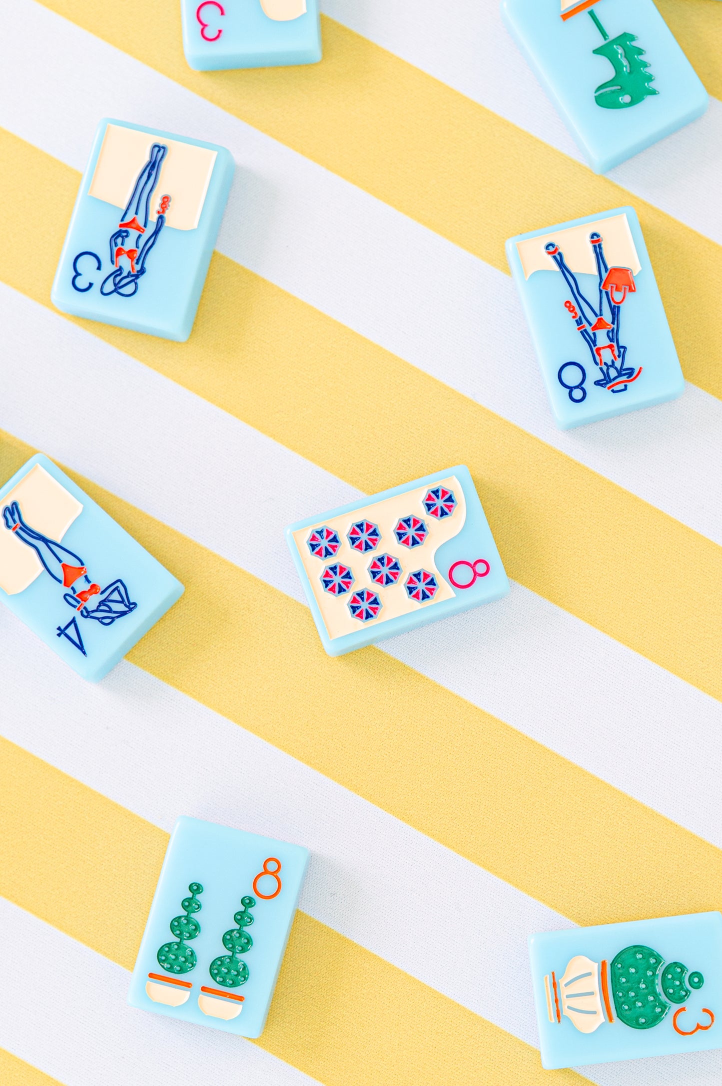 MAHJONG GAME MAT: CABANA STRIPE IN YELLOW