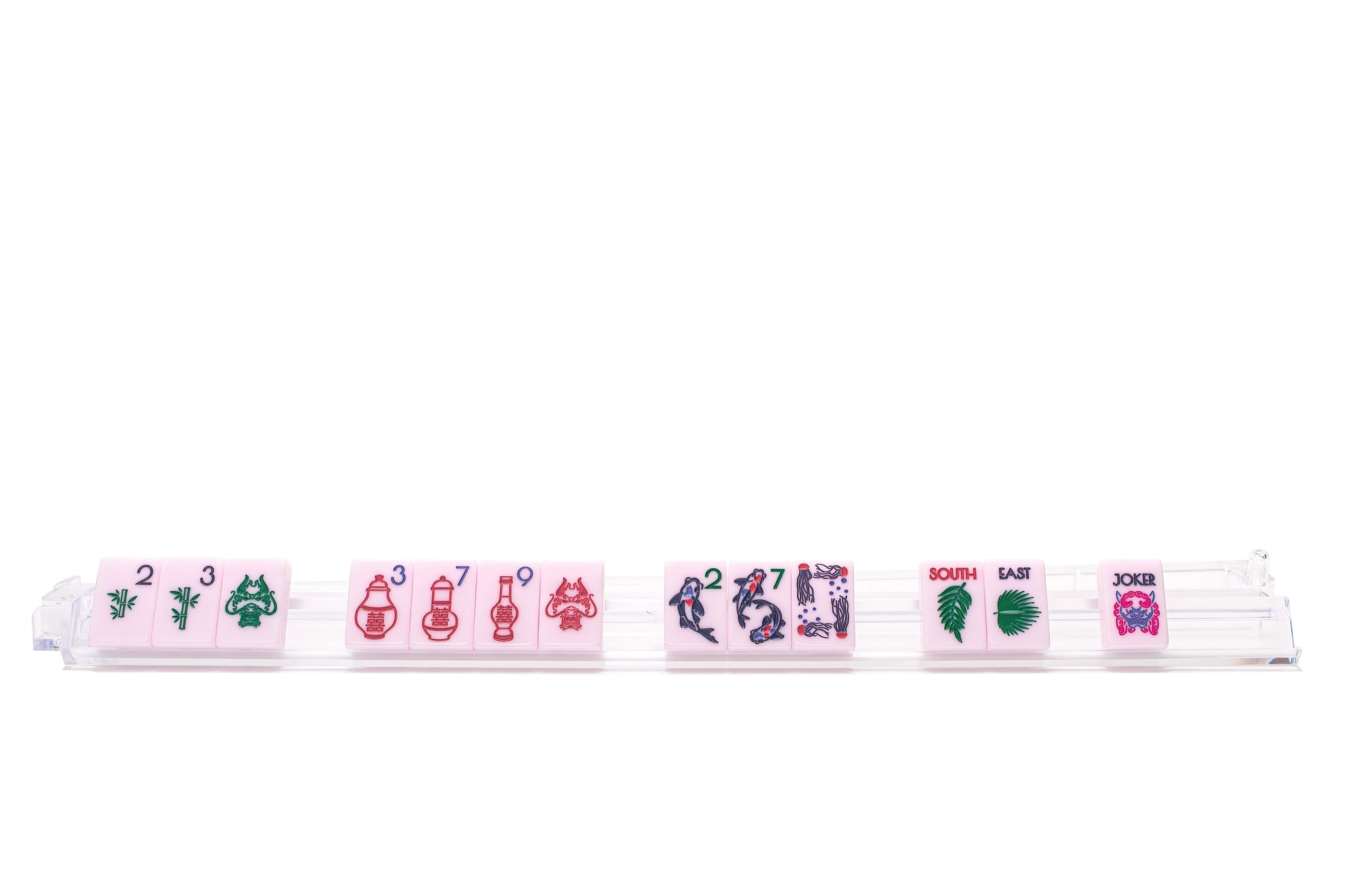 Large Mahjong Racks with Pushers - Clear Polycarbonate Mahjong Racks - Fits The Mahjong Line Tiles and Southern Sparrow Tiles