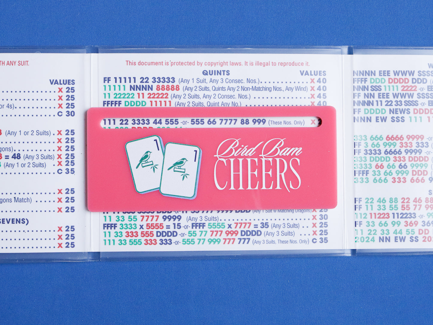 MAHJONG LINE MARKER -  BIRD BAM CHEERS IN PINK