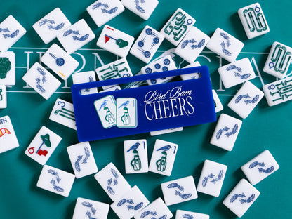 MAHJONG LINE MARKER -  BIRD BAM CHEERS IN BLUE