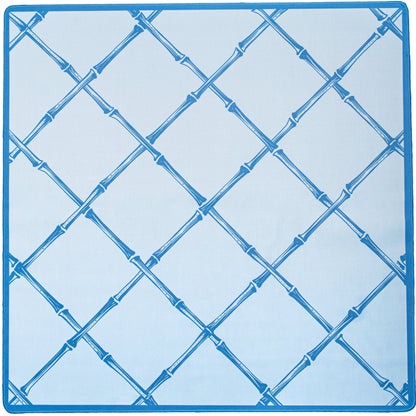 Game Mat for Playing Mahjong - Game Table Topper for Mah Jongg - Pretty Light Blue Bamboo Trellis Neoprene Mat with Rubber Backing - Washable Game Mat