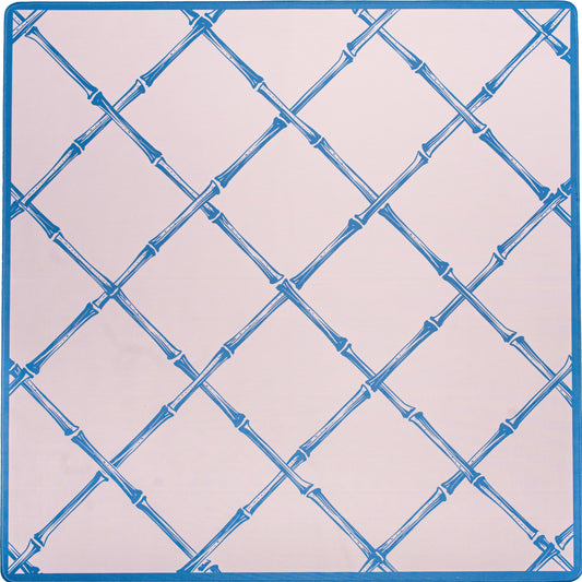 Game Mat for Playing Mahjong - Game Table Topper for Mah Jongg - Pretty Soft Pink Bamboo Trellis Neoprene Mat with Rubber Backing - Washable Game Mat