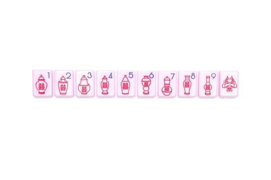 Chinoiserie Mahjong Tile Set - Elegant Pink Hand-Painted Luxury Tiles ...