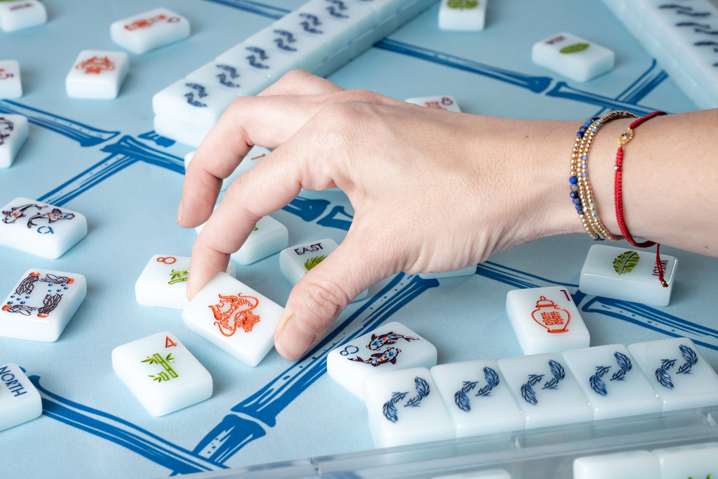 THE CHINOISERIE SET -  MAHJONG TILES: BLUE JADEITE