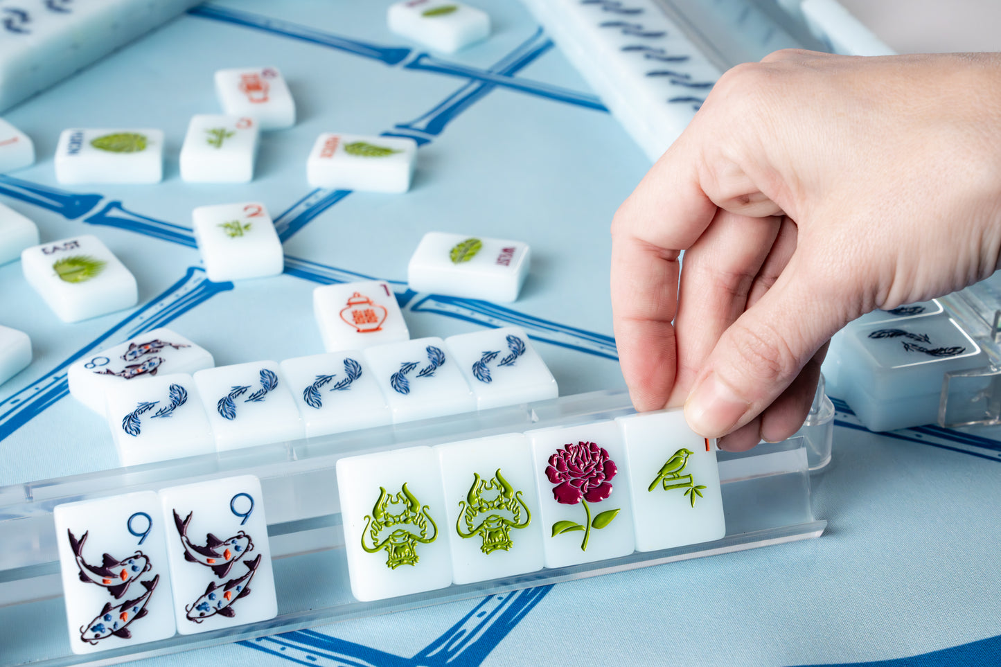 THE CHINOISERIE SET -  MAHJONG TILES: BLUE JADEITE