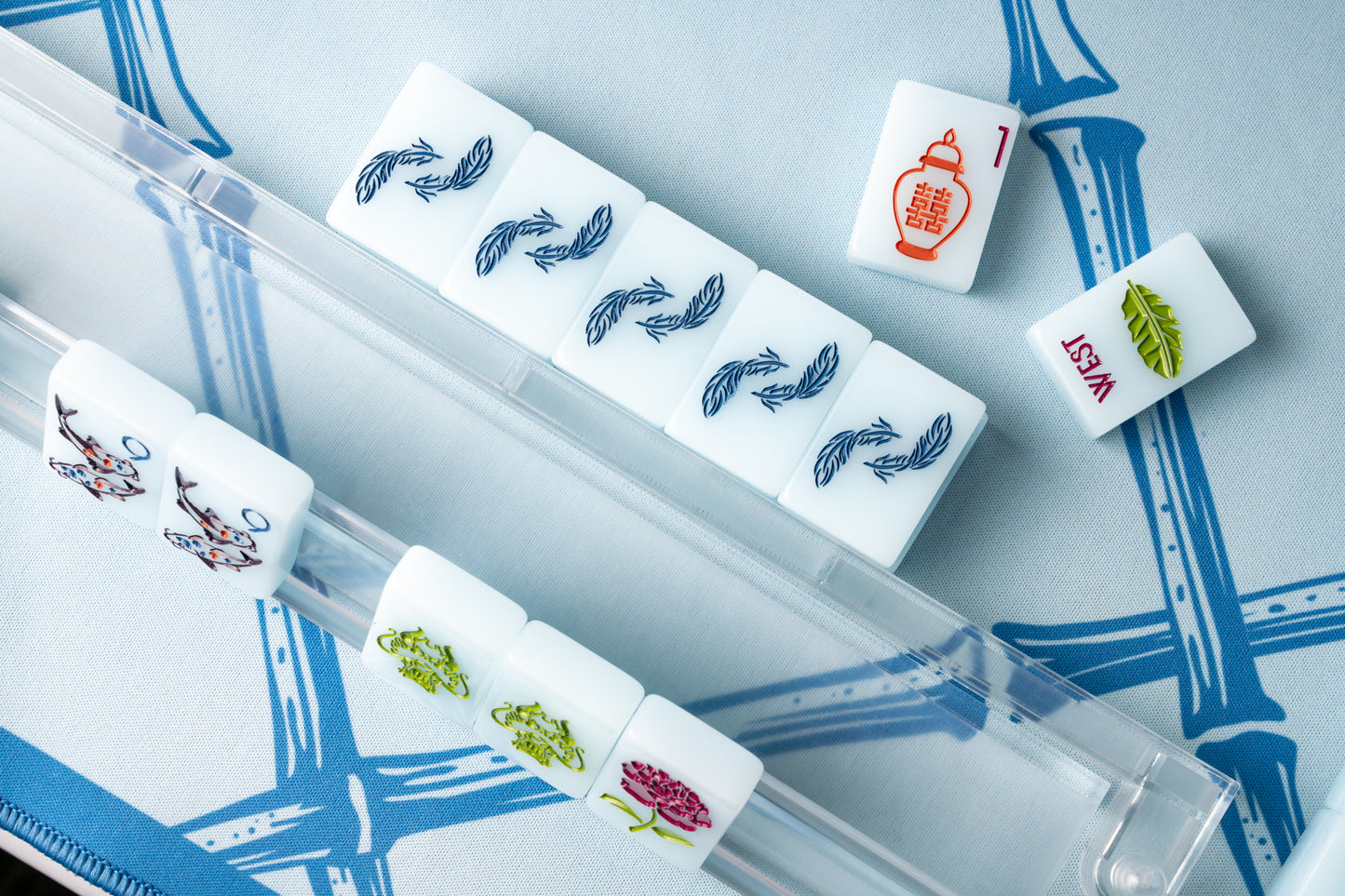 THE CHINOISERIE SET -  MAHJONG TILES: BLUE JADEITE