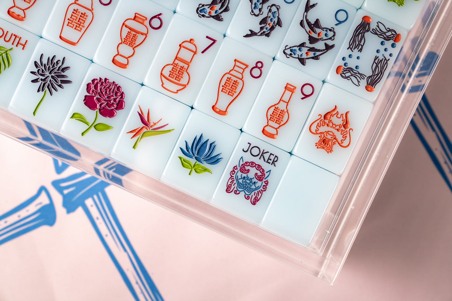 THE CHINOISERIE SET -  MAHJONG TILES: BLUE JADEITE