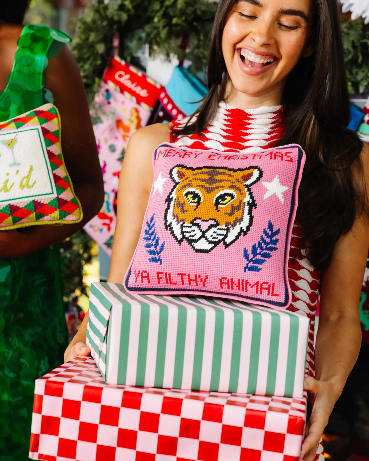 Filthy Animal Needlepoint Pillow