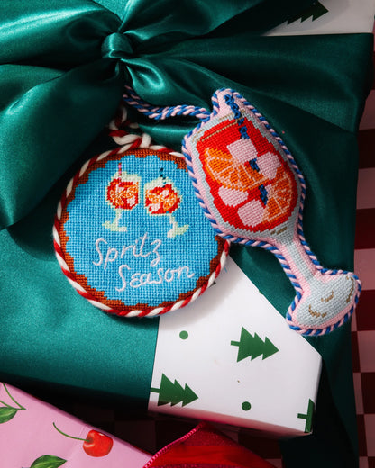 Needlepoint Icon Ornament - Orange Spritz