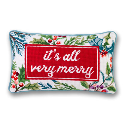 Very Merry Needlepoint Pillow