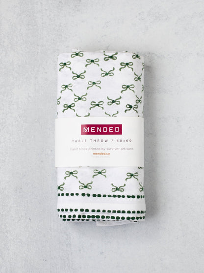 Table Throw - Bow, Sage & Evergreen